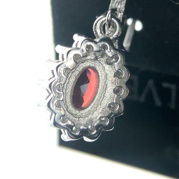 Pyrope Garnet 1.80ct Platinum Finish Solid 925 Sterling Silver Earrings - Picture 6 of 7